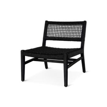 NAOMI loungechair teak ebony, black weaving, incl cushion black  