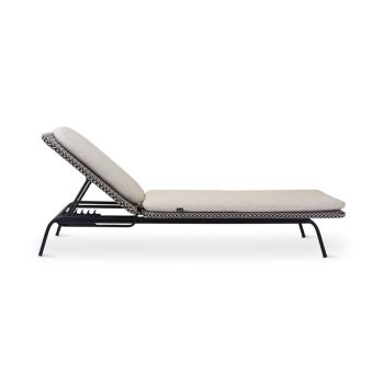 MODESTO Sun Lounger Black Alu with Cream Cushion Sun Loungers 