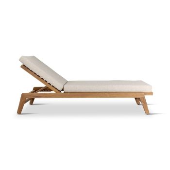 DORA Sun Lounger Teak Natural with Cream Cushion Sun Loungers 