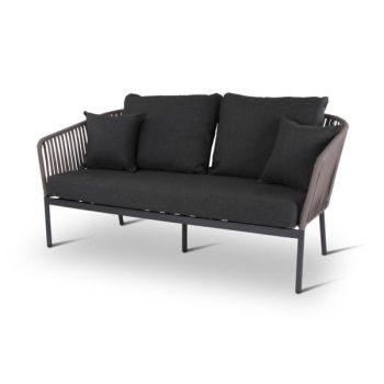 CLAVO 2-seater anthracite alu, textilene taupe incl cushions midnight grey  