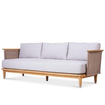 Carson Lounge 3 Seater Natural Teak Olefin White  