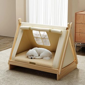 Solid Wood Tent Style Dog Bed with Removable Cover  
