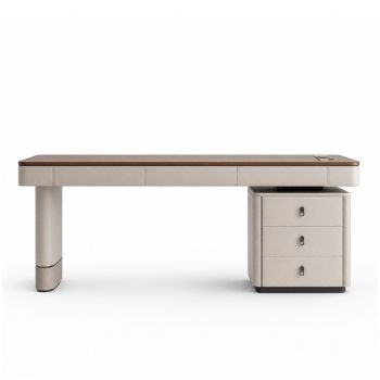 Luna Executive Desk with Built-in USB and Power Sockets-Three-drawer pedestal Right  