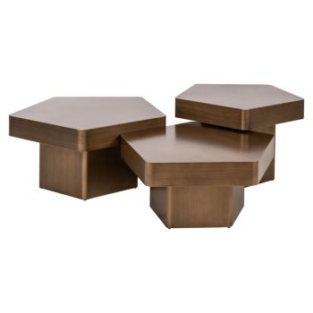 Coffee Table Hexa brushed gold (Set of 3)  