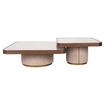 Coffee Table Willox brown  including glass (Set of 2) Coffee Tables 
