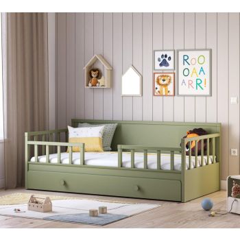 Daybed Bed Without Roof Green (With Pull-out Bed) (100x200 cm)  