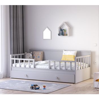 Daybed Bed Without Roof Grey (With Pull-out Bed) (100x200 cm)  