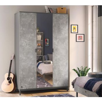 Space Gray 3 Doors Wardrobe Space Grey 