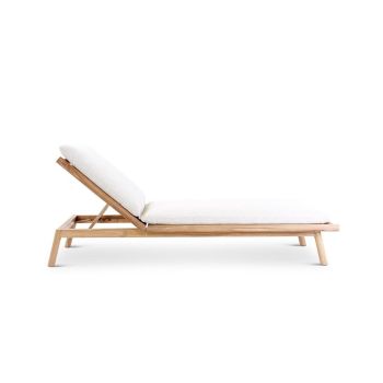 KURO sunlounger teak naturel incl cushions cream Sun Loungers 