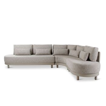 DUBAI lounge set alu topo with stone weaving incl QDF cushions ensis + cover Garden Furniture Set 