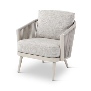 MIKOS lounge chair alu topo with stone weaving incl QDF cushions ensis + cover  