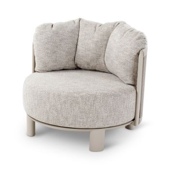 NIMBO lounge chair alu topo with stone weaving incl QDF cushions ensis + cover  