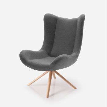 LASE arnchair with wooden swivel base  
