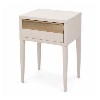 Cleo 1 Drawer Bedside White with Antique Brass Finish  