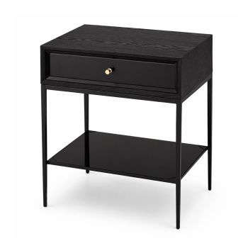 Dane Sleek Black 1 Drawer Side Table  