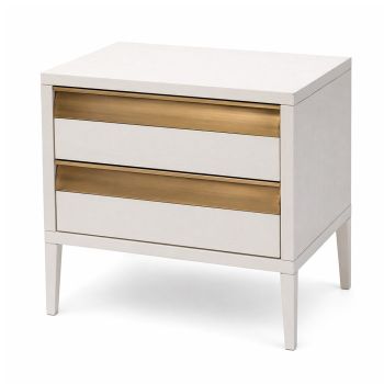 Cleo 2 Drawer Bedside White with Antique Brass Finish  