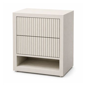 Grove 2 Drawer Bedside Table White | Minimalist with ribbed drawers  