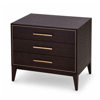 Thorn 3 Drawer Bedside Table with Brass Accents| Mid-century modern  