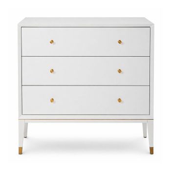 Bex 3 Drawer Chest White | Modern Minimalist Chest with Brass Accents Chests Of Drawers 