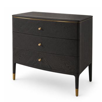 Marlow Grey 3 Drawer Chest with Gold Accents Chests Of Drawers 