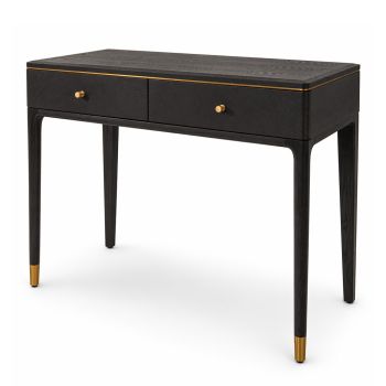 Marlow Grey Dressing Table 2 Drawers with Gold Accents  