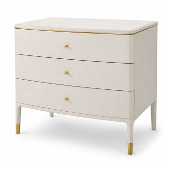 Marlow Off-White 3 Drawer Chest with Gold Accents Chests Of Drawers 