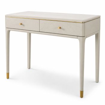 Marlow Off-White Dressing Table 2 Drawers with Gold Accents  