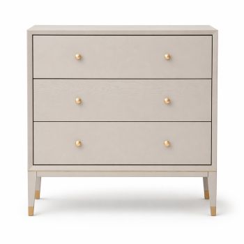 Bex 3 Drawer Chest Ceramic Grey | Modern Minimalist Chest with Brass Accents Chests Of Drawers 