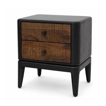 Sully Modern 2 Drawers Nightstand with Ribbed Drawers  
