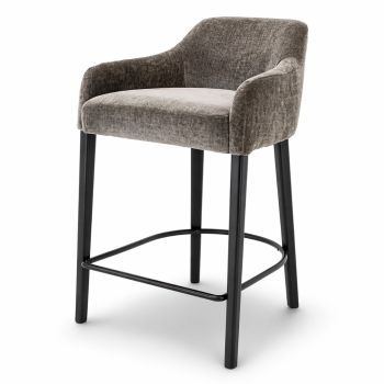 Evern Modern Upholstered Counter Stool with Armrests Grey  