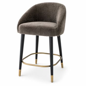 Muldrow Modern Upholstered Bar Stool with Gold Footrest  