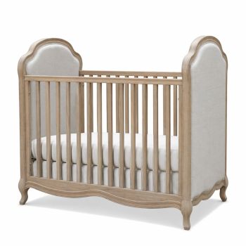 French Château Solid Wood Baby Crib with Upholstered Panels Baby Beds & Cots 