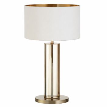 Liondyn Tall Cognac Crystal Antique Brass Table Lamp  
